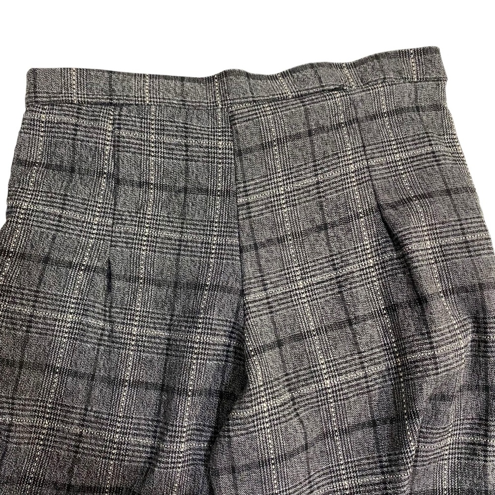 HOT KISS Pants Wide Leg Trousers Black Gray Plaid Size 5 Flat Front Tie Belt - Picture 8 of 17